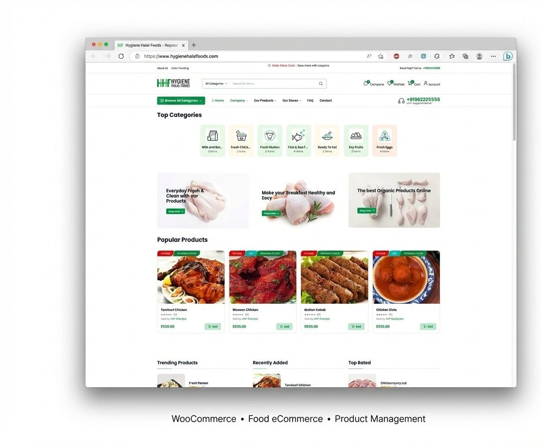 Hygiene Foods online ordering website developed by a Pune digital agency