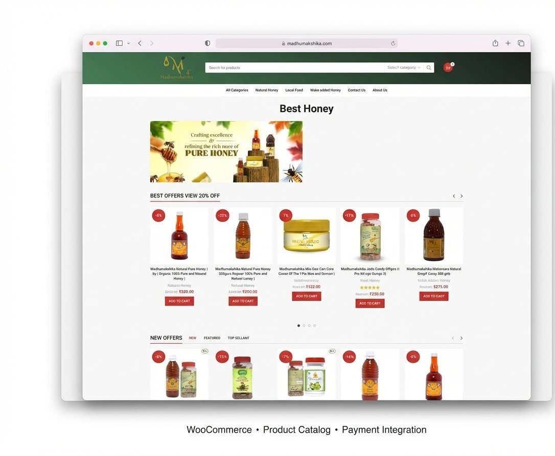Madhumakshika natural honey eCommerce website